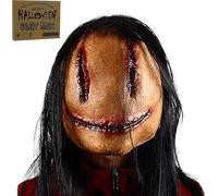 SelfTek Masque d'horreur d'Halloween - Masque d'horreur d'Halloween avec cheveux pour adultes - Masque fantôme féminin effrayant en latex respirant - Masque effrayant réaliste pour Halloween, carnaval