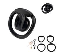 SeLgurFos Cage de Chasteté Inversée pour Homme en Résine Légère avec Plateau Anti Éclaboussures, Chastity Cage 4 Anneaux pour Couples et Jeux BDSM (Short,Black)