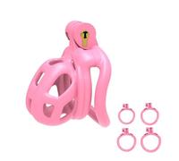 SeLgurFos Cage de Chasteté Rose Homme - Cage de Chasteté en Résine de Nylon avec Serrure Discrète, Ergonomique, Respirante, Cage Pénienne Inversée Sissy, Jouet Sexuel Bondage (micro,arc-ring)