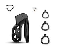 SeLgurFos Ceinture de chasteté 3D Set avec trois anneaux plus larges et ceinture Petite cage à pénis Chastity Cage avec urinoir Cage de chasteté SM Bondage sex toy pour hommes (XS)