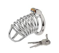 SeLgurFos Chastity Cage aus Edelstahl für Männer mit einem Ring oder 3 Cock Ringen Peniskäfig SM Bondage Sexspielzeug Penis Kontrolle (40mm)