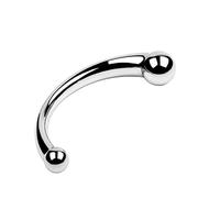 SeLgurFos Crochet anal en acier inoxydable, plug anal incurvé avec deux boules en acier inoxydable, perles anales extenseur de vagin anal, jouets sexuels Convient aux hommes et aux femmes (M,Silver)