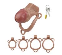 SeLgurFos Sissy cage de chasteté hommes en 4 modèles, Chastity Cage hommes avec cockring et plug anal, design serrure invisible cage à pénis jouet sexuel SM fétiche bondage (S)