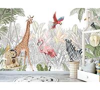 SELIE Papier Peint Jungle Chambre D'Enfant Éléphant Animaux Papier Peint Panoramique Moderne Décoration Murale