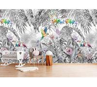 SELIE Papier Peint Jungle Perroquet Feuille De Bananier Jungle Papier Peint Panoramique Moderne Décoration Murale