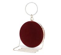 Selighting Round Velvet Clutch Purses for Women Evening Bags Formal Wedding Purse Prom Cocktail Party Clutch Hand Bag Burgundy