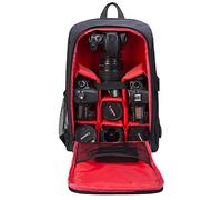Selighting Sac à Dos Appareil Photo Réflex Sac Photo Imperméable pour Ordinateur Portable Trépied DSLR Canon Nikon Sony avec Housse de Pluie (Rouge)