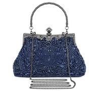 Selighting Sac de Soirée Femme Vintage Sac à Bandoulière Perle Paillettes Pochette de Mariage pour Ceremonie Mariage Parti (Bleu)