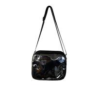 SELiLe Étudiante scolaire Sac transparent mignon pour femmes Sac à bandoulière Insigne Anime Présentoir Sac à main Livre Sac à la mode, Noir