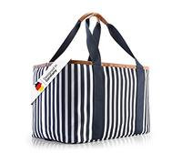 Selinchen® - Panier à provisions | Sac à provisions de Haute qualité Pliable et avec poignée en Cuir PU | Idéal comme Panier de Pique-Nique élégant, Shopper ou Carrybag | 30 litres (Bleu)