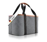 Selinchen® - Panier à provisions | Sac à provisions de qualité supérieure, pliable et avec poignée en cuir PU | Idéal comme panier de pique-nique élégant, shopper ou carrybag | 30 litres (gris)
