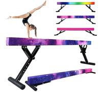 Seliyoo Poutre d'équilibre réglable pantented de 2,4 m, poutre haute, base en acier caoutchouté, antidérapant, soutien de type compétition pour tous les entraînements à la maison et à la salle de