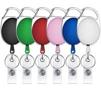 Selizo Porte Badge Enrouleur,6 Pièces Porte Clé Retractable Porte Clef Retractable Avec Porte-Badge Mousqueton,Porte Badge Retractable Enrouleur Badge Pour Porte-Clés, Carte D'identité, Badge
