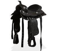 Vidaxl Selle, Bridon Et Col De Poitrine Cuir Vã©Ritable 12 Po Noir