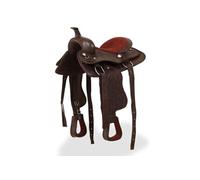 Selle western - vidaXL - Marron - Cuir véritable - Avec bridon et col de poitrine - Durable