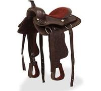 Selle western - vidaXL - Marron - Cuir véritable - Avec bridon et col de poitrine - Durable