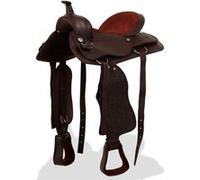 Vidaxl Selle, Bridon Et Col De Poitrine Cuir Véritable 15 Po Marron