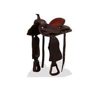 Vidaxl Selle, Bridon Et Col De Poitrine Cuir Véri1560 16 Po Marron