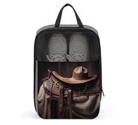 Selle de cheval avec chapeau de cowboy - Sac à chaussures de voyage étanche - Organiseur de chaussures avec fermeture éclair et poignée - Style - Taille unique, Style :, Taille unique, Sacs à