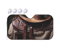 Selle de cheval avec un chapeau de cowboy - Pare-soleil de voiture sauvage 2025 pliable - Pare-soleil de voiture amusant pour fenêtre avant - Protection solaire intérieure automobile - Taille M