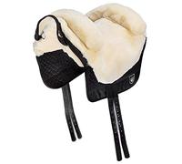 Selle de cheval «Fellsattel IBERICA Plus» de WERNER CHRIST -selle espagnole de peau d’agneau de haute qualité (treeless), pour chevaux pur-sang, poneys et shetlands. Couleurs: anthracite, marron et beige.