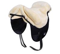 Selle de cheval «Fellsattel PREMIUM Plus» de WERNER CHRIST - selle de peau d’agneau de haute qualité (treeless), pour les chevaux demi-sang, poneys et shetlands. Couleurs: anthracite, marron et beige.