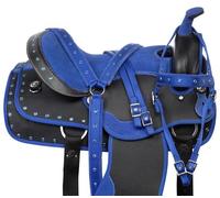 Selle de cheval Western synthétique | 35,6 à 45,7 cm | Selle de cheval confortable avec ensemble de matériel | Tous les accessoires inclus | Accessoires d'équitation