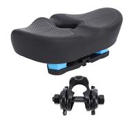Selle de siège de vélo, Coussin de siège en Cuir PU à Double Absorption des Chocs, Coussin de vélo épais et Pliable avec Pince de Selle pour Le Cyclisme, Accessoire de Remplacement (Black)
