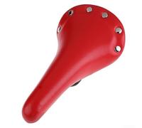 Selle de vélo à rivets en cuir synthétique pour vélo de piste à pignon fixe, siège de cyclisme confortable en mousse haute densité, 28 cm de long avec rails en acier (rouge)