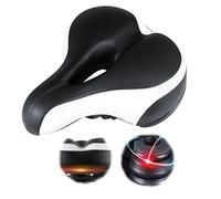 Selle de vélo confortable, siège de vélo universel, siège de vélo de route large selle de vélo de montagne blanche for une utilisation stationnaire/sportive/en intérieur avec housse imperméable(White,