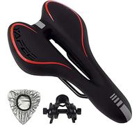 Selle de vélo en Gel, Confortable, Souple et Respirante, avec Bandes réfléchissantes(Red)