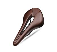 Selle de vélo Respirante et Creuse en Cuir PU, siège Souple et Confortable, Coussin Monobloc for vélo de Route et de Montagne(Brown)