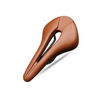 Selle de vélo Respirante et Creuse en Cuir PU, siège Souple et Confortable, Coussin Monobloc for vélo de Route et de Montagne(Light Brown)