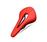 Selle de vélo Respirante et Creuse en Cuir PU, siège Souple et Confortable, Coussin Monobloc for vélo de Route et de Montagne(Red)