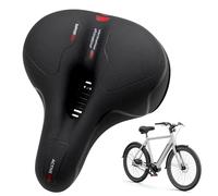 Selle de Vélo Ultra Confortable, Large Selle Noir Rouge avec 2 Boules Amortissantes, Surface Antidérapante Nid d’Abeille, Canal Respirant pour VTT et Vélo Urbain
