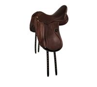 Selle mixte pour cheval à troussequin inclinée de dressage Acavallo Mantegna Marron 16,5"