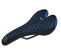 Selle Montegrappa, Selle FatBike SM 4010 pour vélo VTT, trekking, unisexe, en 6 couleurs, fabriquée en Italie, noir et bleu