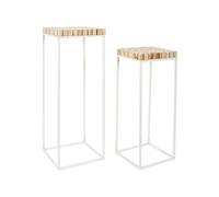 Home Deco Factory Sellettes gigognes HD0063 - Lot de 2, Bois et métal, 34×34×90 cm, Blanc/Marron