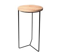 Sellette industrielle haute fer rond plateau bois 61 x 30 cm - LOUIS MOULIN Anthracite