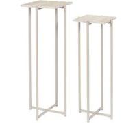 Sellettes gigogne plateaux aspect pierre naturelle piétements métal laqué beige - SHANON - ALTOBUY Beige