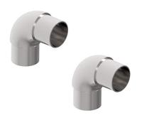 Sellon24® 2 x Coude rond de 90° pour diamètre de tuyau 42,4x2,0 - Connecteur d'emboîtement en acier inoxydable V2A - Raccord de tuyau en acier inoxydable poli - Poncé - Ensemble de coude pour main