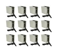 Sellon24 Lot de 12 colliers de serrage en acier inoxydable V2A carrés - 45 x 45 mm - Pour verre de 8 mm - Modèle 21 - Pour tube de 42,4 mm de diamètre - Poncé - Avec 24 inserts en caoutchouc et 24