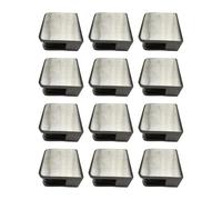 Sellon24 Lot de 12 pinces à verre carrées en acier inoxydable V2A - 45 x 45 mm - Pour verre de 8 mm - Modèle 21 - Connecteur plat - Poncé - Avec 24 inserts en caoutchouc et 24 capuchons de
