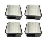 Sellon24 Lot de 4 pinces à verre carrées en acier inoxydable V2A - 45 x 45 mm - Pour verre de 6,76 mm - Modèle 21 - Connecteur plat - Poncé - Avec 8 inserts en caoutchouc et 8 capuchons de