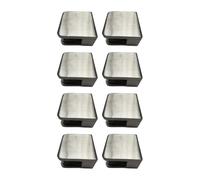 Sellon24 Lot de 8 pinces à verre carrées en acier inoxydable V2A - 45 x 45 mm - Pour verre de 6,76 mm - Modèle 21 - Connecteur plat - Poncé - Avec 16 inserts en caoutchouc et 16 capuchons de