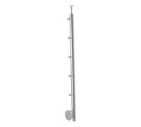 Sellon24 Poteau de garde-corps en acier inoxydable, diamètre 42,4 mm, hauteur 1000 mm, avec 5 supports de barre transversale, diamètre 12,0, pour garde-corps V2A poli K320