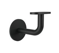 Sellon24 Support de main courante plat en acier inoxydable V2A noir RAL 9005 revêtu par pulvérisation - Support mural pour main courante en bois, rosace Ø 60 mm, distance au mur 75 mm