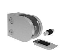 Sellon24® Support de verre en acier inoxydable - Pince à verre semi-circulaire V2A - Plaque de sécurité pour verre - 63 x 45 cm - Poteau plat - Support de serrage - Tige de sécurité - Verre - 6 à