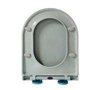 Selon de toilette en forme de D allongée Soft Ferme - Couvercle de toilettes UF à usine dur avec un bouton Hinge de libération rapide facile à nettoyer - Top Raptings LOO SEAT 360 * 450 mm, gris