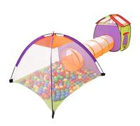 SELONIS 3En1 Tente De Jeux avec Tunnel Piscine À Boules avec 100 Balles pour Enfants, Multicolore:Jaune/Vert/Bleu/Rouge/Orange